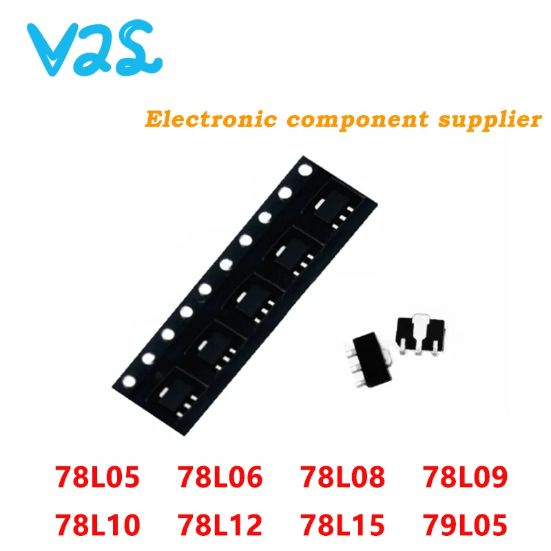 Microplaqueta de IC do triodo, 78L05, SOT89, SOT, SMD, SOT-89, 78L06, 78L08, 78L09, 78L10, 78L12, 78L15, 79L05, 100% novo, 10 PCes