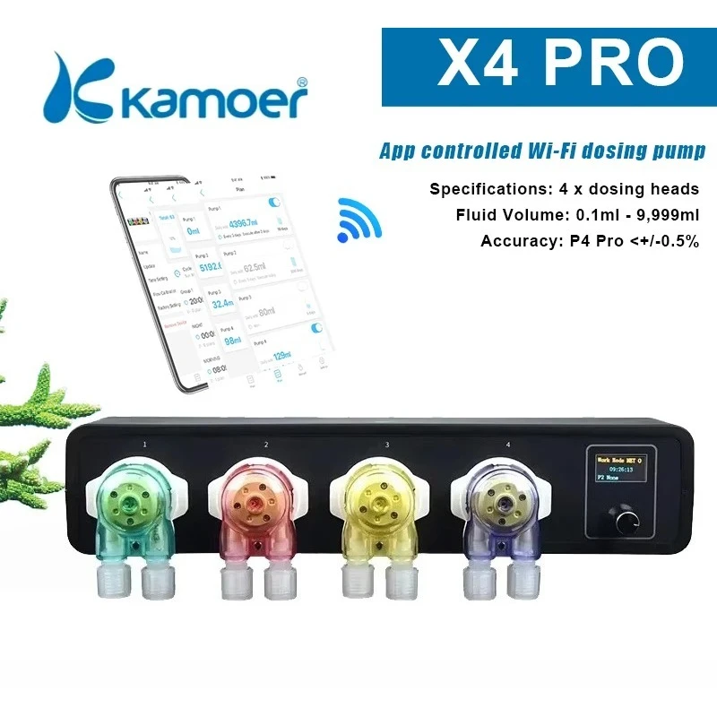 

Kamoer X4 PRO Peristaltic Dosing Pump ,Wifi Remote High Precision 4-Channel Dosing Pump for Aquarium Marine Life Breeding
