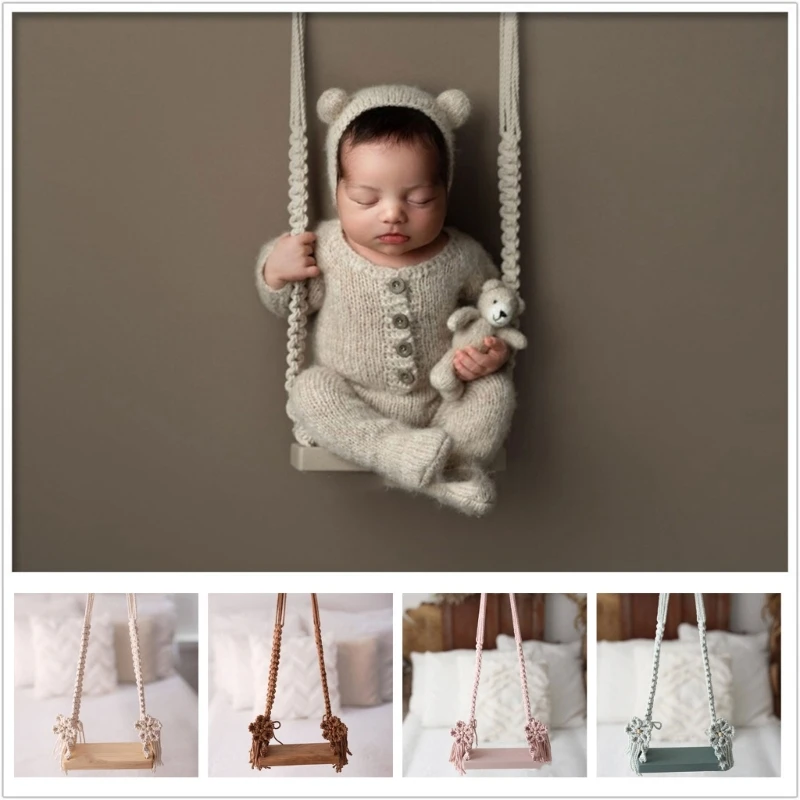 Wooden Swing Seats Photo Background Props Portable Photo Background Props for Newborns Photo Posing Aid Props for Girls Dropship