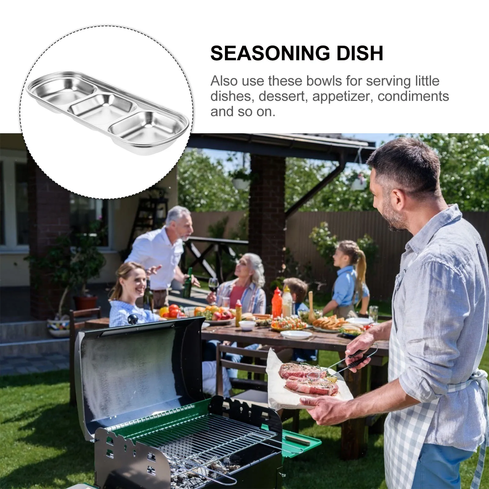 

3Pcs Seasoning Dish Stainless Steel Dipping Bowls for Sauce Serving Appetizer Condiments Home Restaurant Catering