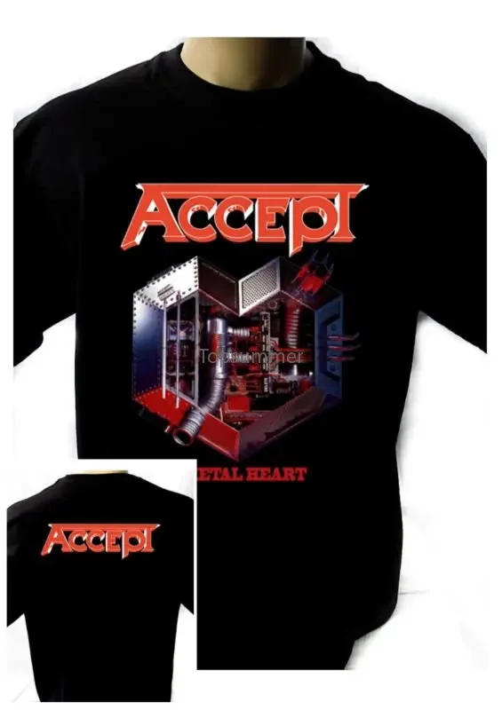 Akzeptieren Metall Herz schwarz T-Shirt Männer Shirt Rockband T-Shirt Musik Shirt