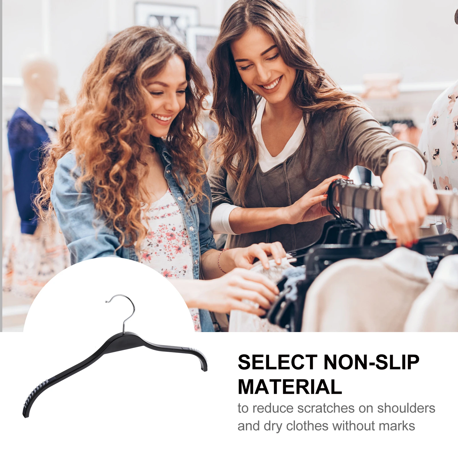 

Plastic Seamless Hangers Clothing Coat Space Saving Traceless 30kg Capacity Anti-Skid Semicircle Shoulder Protection Dry