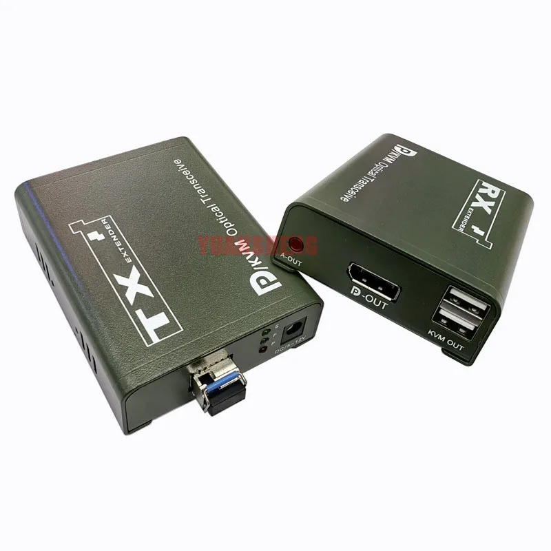 موسع ألياف KVM 20 كجم على نموذج واحد LC كابل الألياف الضوئية USB KVM DP جهاز إرسال واستقبال الألياف مع وحدة SFP للكمبيوتر NVR