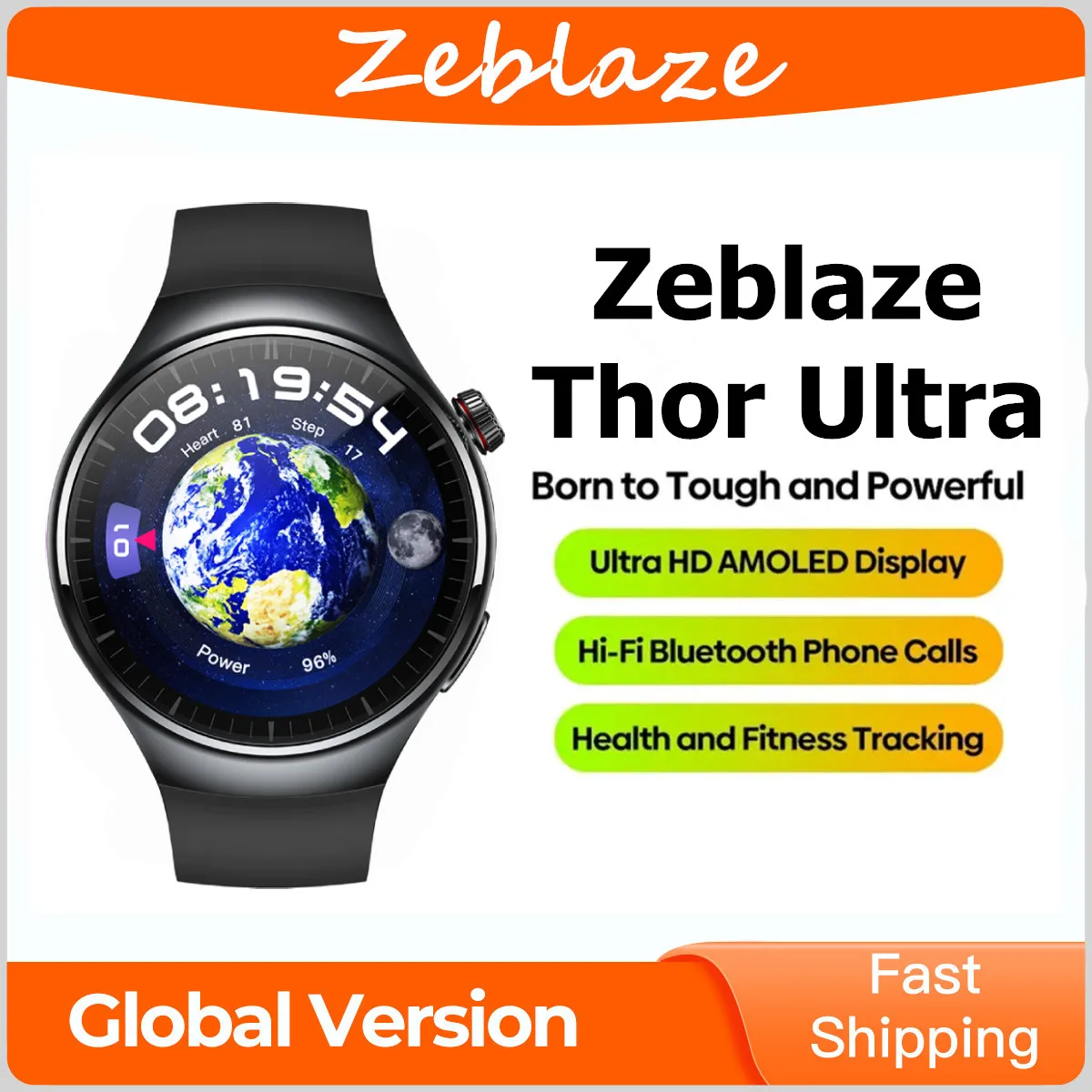 

Zeblaze Thor Ultra 1.43inch HD AMOLED Display 2+16GB 4G Calling GPS Built-in Heart Rate SpO2 Monitor Multi-sport Smart Watch