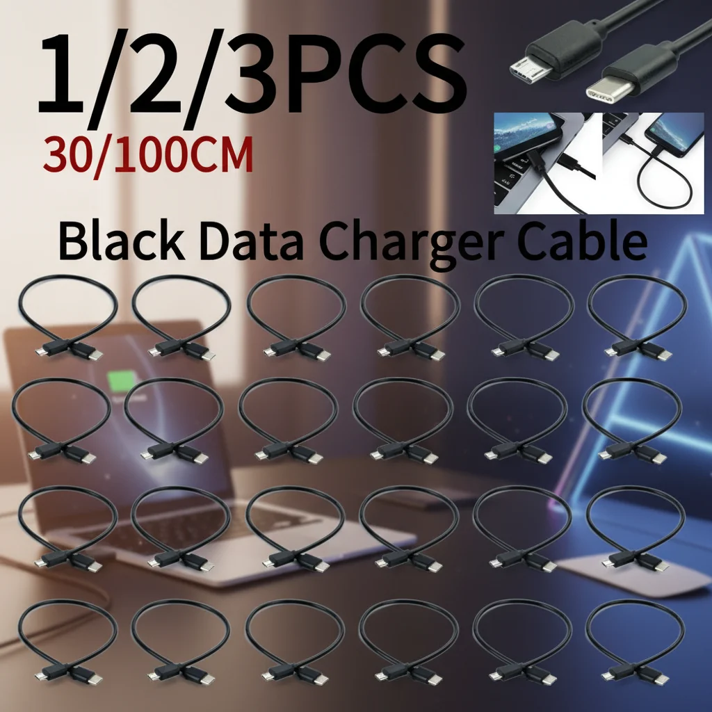 1/2/3pcs 30/100cm Type-C to Micro5P Male OTG Cable for Android Xiaomi Huawei Black Reverse Mutual Charging Data Cable