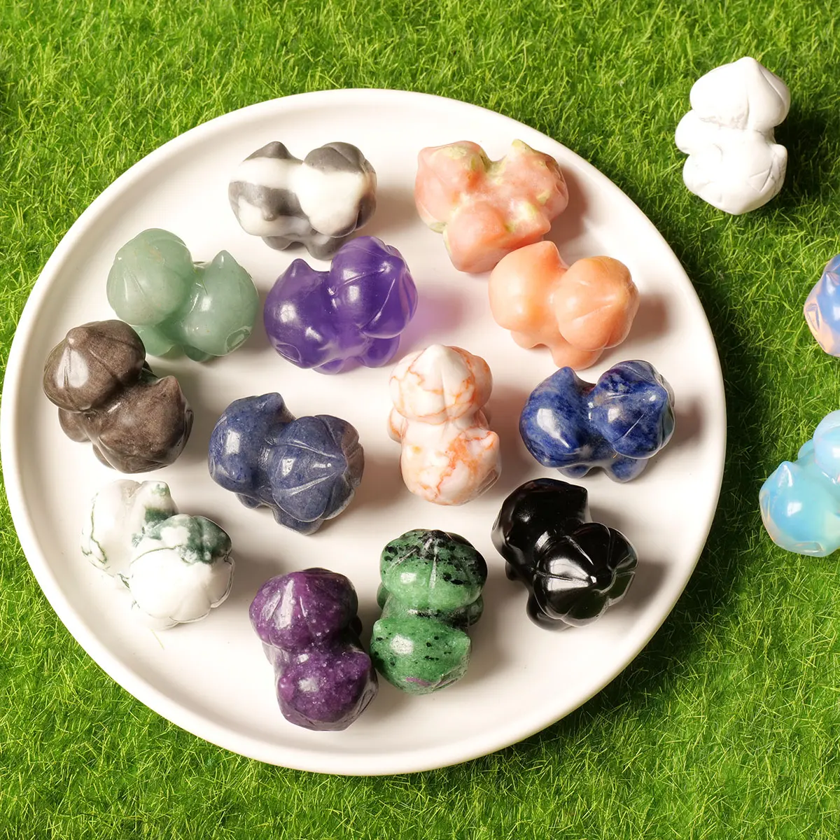 1PC Natural Crystal Frog Seed Carving Piece Crystal Raw Stone Polished Ore Specimen Children's Gift Ornament