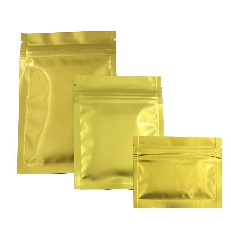 

100pcs Mini Gold Zip Lock Bags Flat Heat Sealable Pouch Zipper Top Package Bag Aluminum Foil