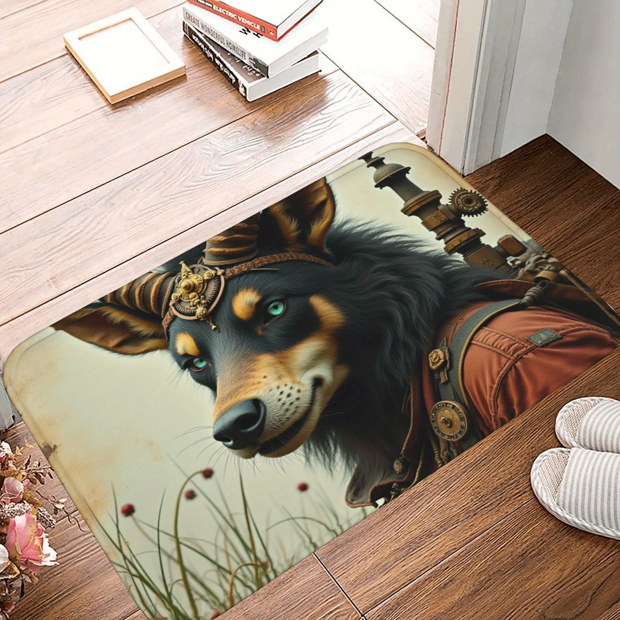 

1PC Steampunk Canine Kitchen Rug Non-Slip Door Mat Pop design Bathroom Rug Bath Mat Carpet for Home Sink Laundry ecoreeree