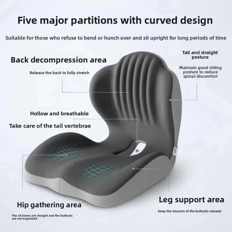 Ergonomic Memory Foam Seat Cushion with Lumbar Support – for Office Chair Back Pain Relief, Ergonomic Foam Seat for Car Home
