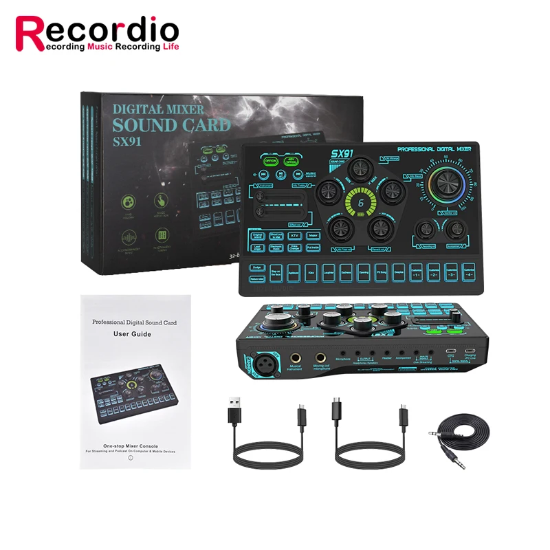 GAX-SX91 Professionele Meerdere Effecten Live Xlr Geluidskaart Audio-Interface Met 48V Voor Live Streaming Tiktok Gaming