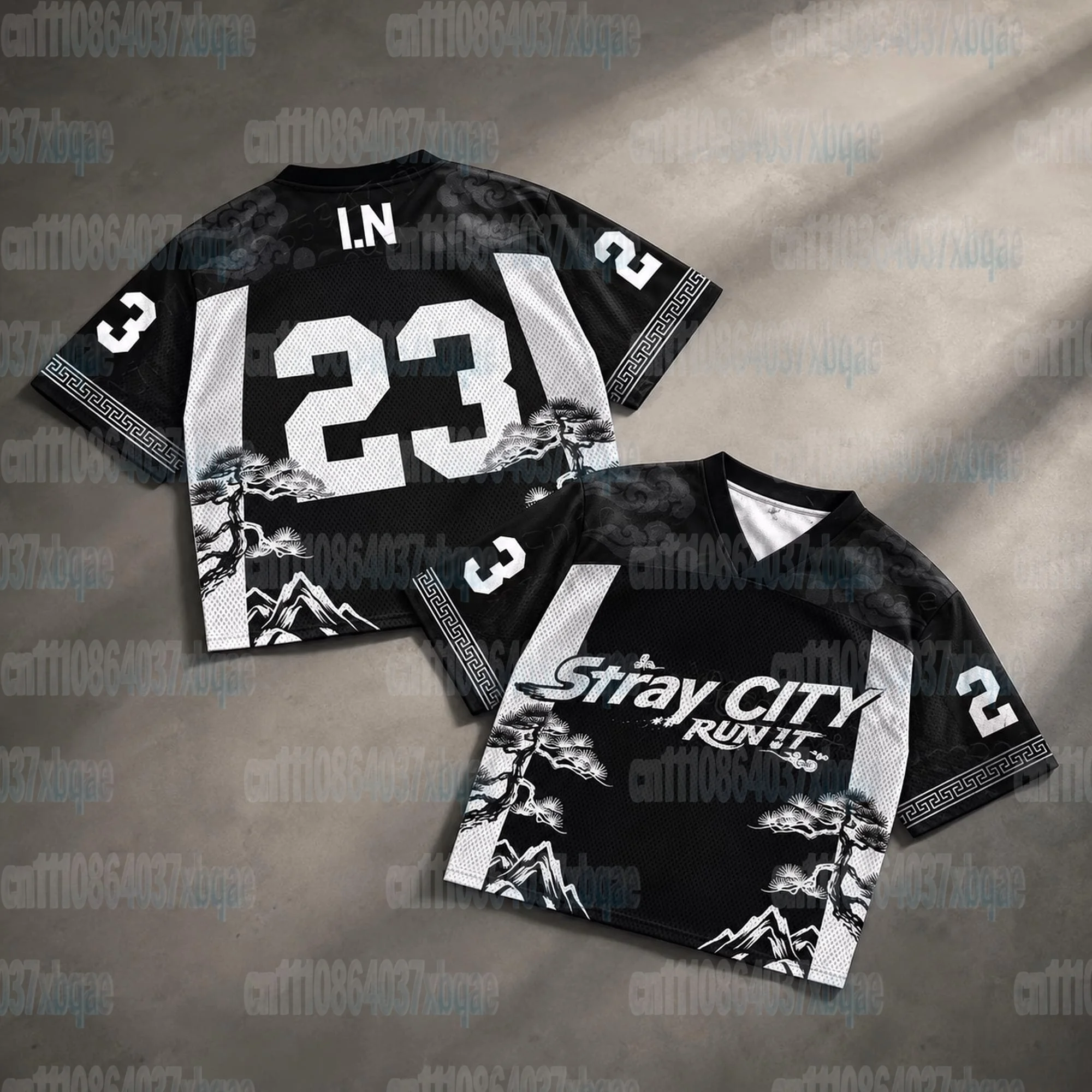 Stray City Felix 01 V-Ausschnitt Sporttrikot Kurzarm Unisex Oversized Kpop Fan Streetwear Konzert Casual Top FamilyMatching – Detail 11
