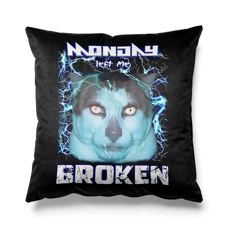 Aertemisi 18'' x 18'' Monday Left Me Broken Cat Meme Square Throw Pillow Cushion Covers Cases Pillowcases Cushions 45cm x 45cm