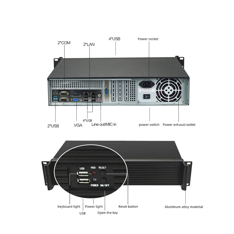 محور التحكم في الكمبيوتر الصغير EIP [الجيل الرابع الأساسي] IPC-208B الكمبيوتر الصناعي i3i5i7 الكمبيوتر الصناعي 2U خادم مثبت على الرف