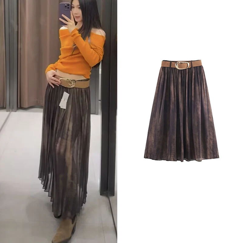 التنانير النسائية الخريفية الجديدة 2025 موضة جديدة ضئيلة أنيقة عالية الخصر التنانير النسائية عطلة الشباب الخريف الشارع التنانير