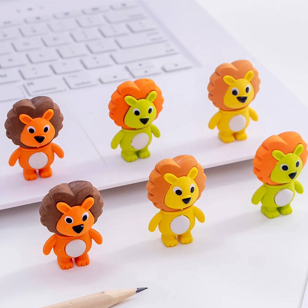 16 Pcs Lion Eraser Lion-shaped Children Stationery Erasers for Kids Adorable Cartoon Students Prize