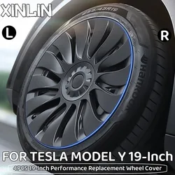 4PCS 19 Inch Hub Cap for Tesla Model Y 2024 Performance Replacement Wheel Hubcap Right&Left Wheel Cap Full Rim Cover Accessorie