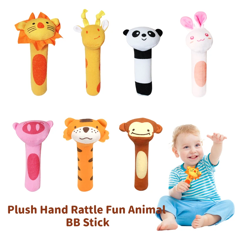 Baby Rattle Toys Soft Cloth Plush Animal Baby Stick Toy 0 12 Months Cartoon Animal BB Stick Hand Bell Toys Baby Toddler Toy Gift