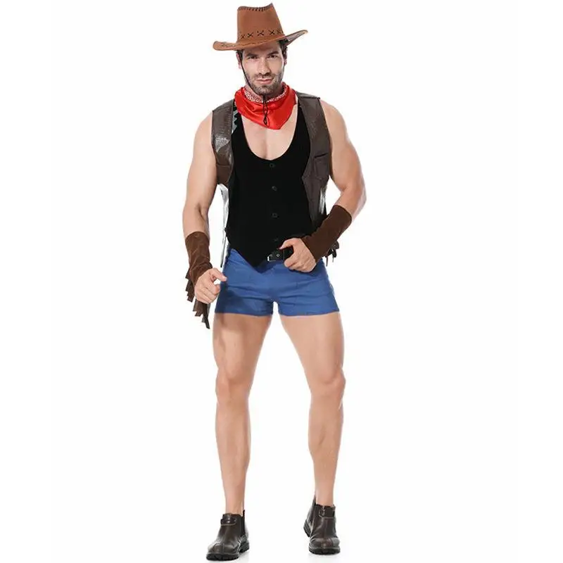 Herren Western Cowboy Halloween Par Kostüm Hsexuelle Bühnenkleidung Bar Nachtclub Event Outfit 2025 Herbst