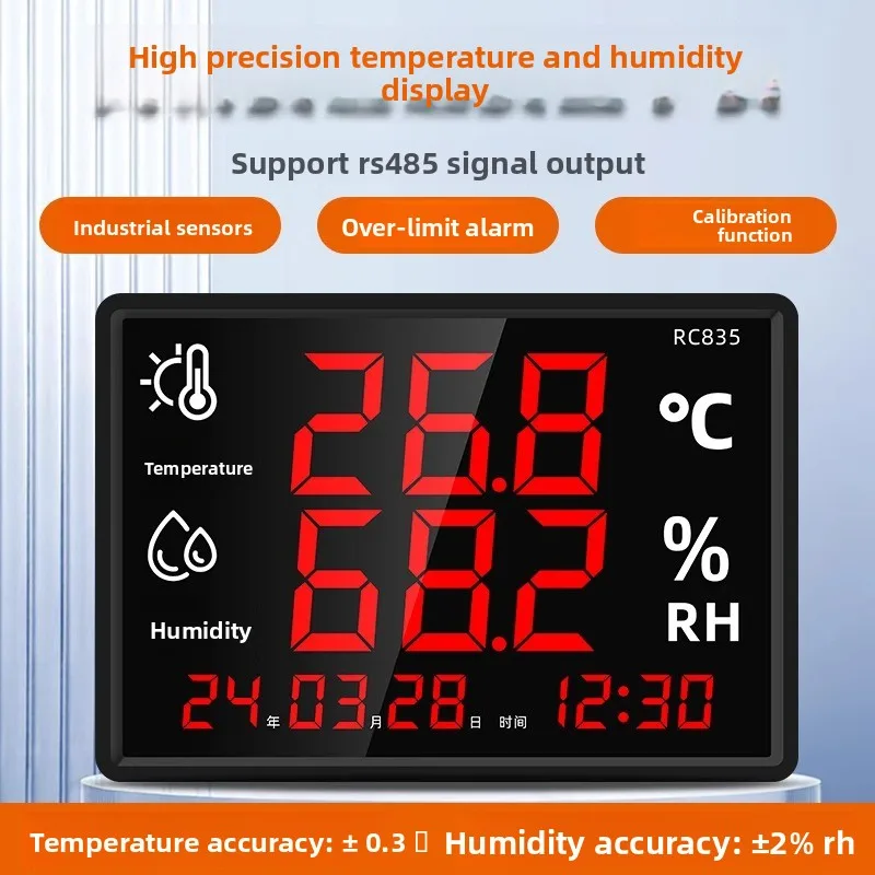 

Термогигрометр, промышленный склад для разведения теплицы, настенный большой экран, высокоточный сигнал 485, RC835