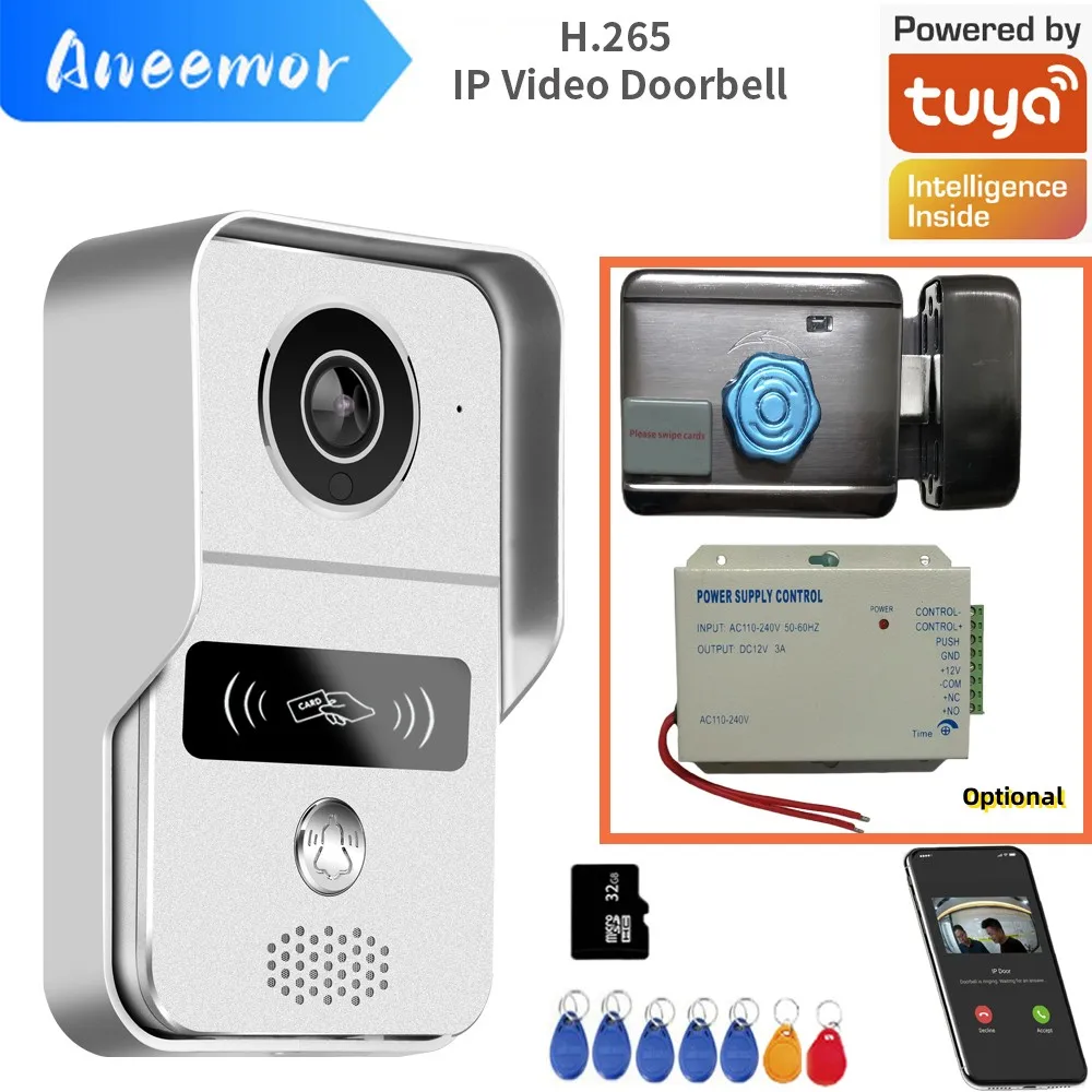 

Tuya Smart Video Doorbell with RFID Unlock Motion Detect Home Security IP Door Bell 1080P WiFi Video Intercom with Electric Lock