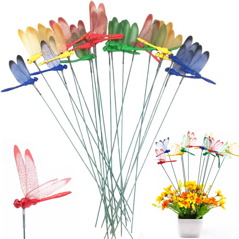 

5-25 шт. 3D стрекоза садовый двор плантатор стрекоза цветочная композиция красочная стрекоза открытый декор цветочные горшки украшения