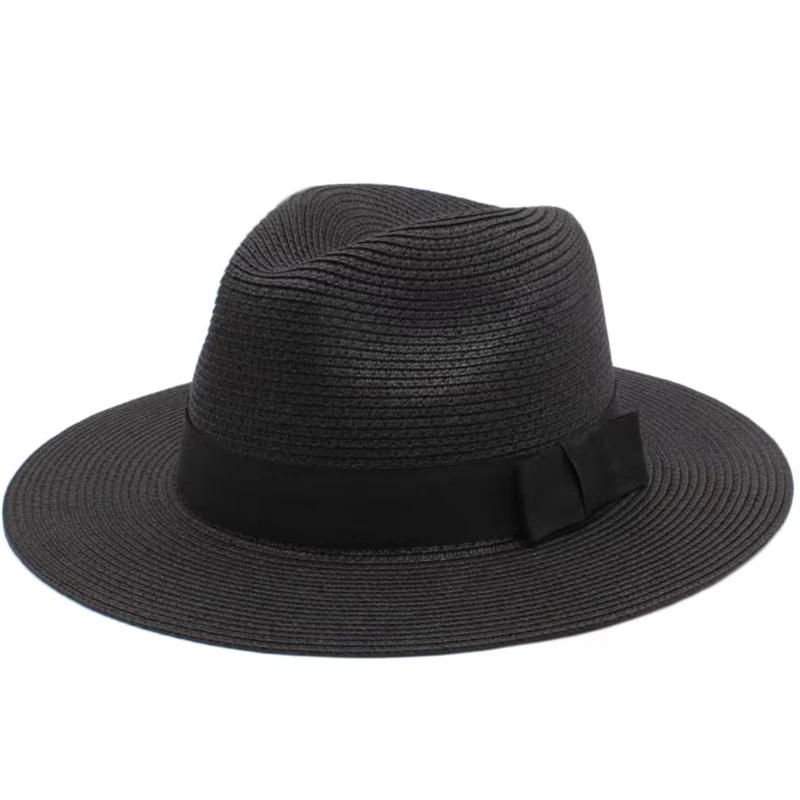 Große Größe 56-58 59-60 cm Neue Natürliche Panama Stroh Hut Sommer Männer Frauen Breite Krempe strand UV Schutz Fedora Sonnenhut Großhandel – Detail 28