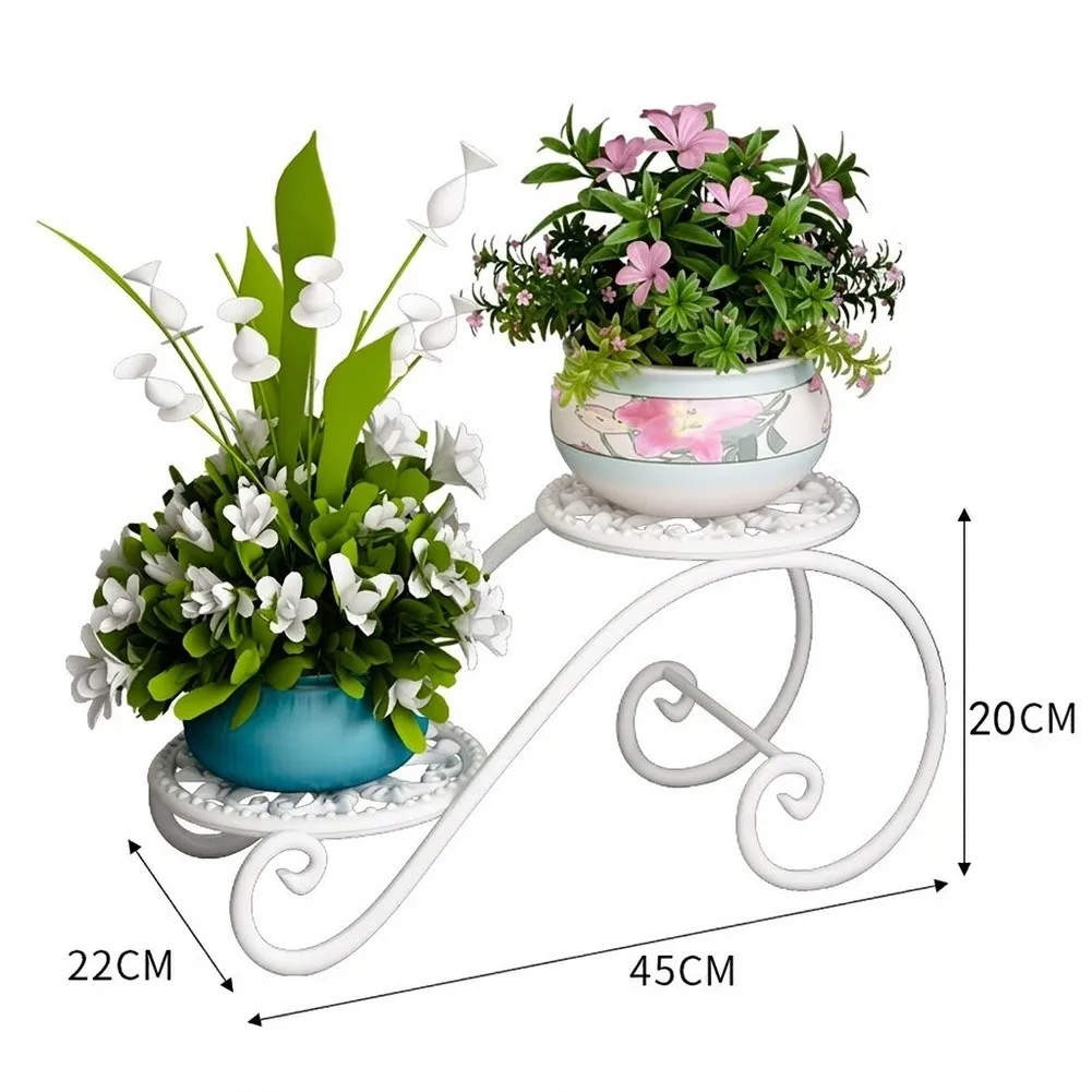 2 Tier Plant Stands Indoor Outdoor Metal Flower Pot Holder For Patio Garden Porch Balcony Home Decor Potted Plant Holders