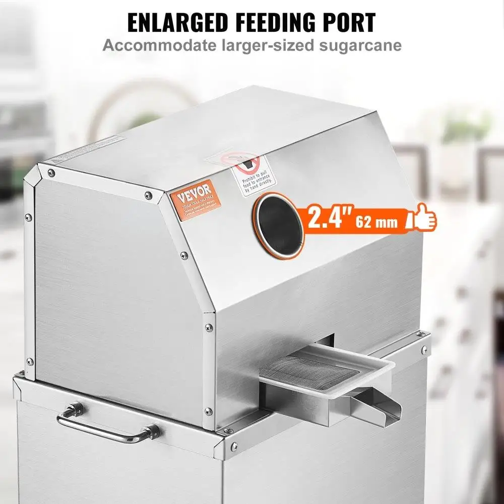 عصارة قصب السكر الكهربائية 800 وات 661LBSH 3 بكرات من الفولاذ المقاوم للصدأ 24 مدخل كبير على عجلات للمنزل التجاري