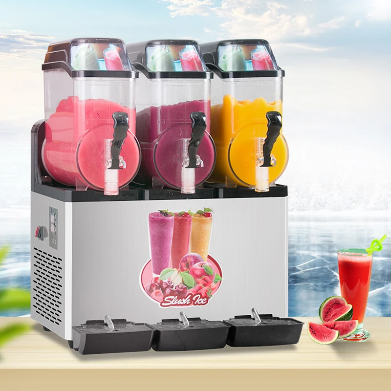 

Commercial Frozen Slushy Three Tanks Juicer Slush Fruit Maker 12LX3 Snow Melting Machine