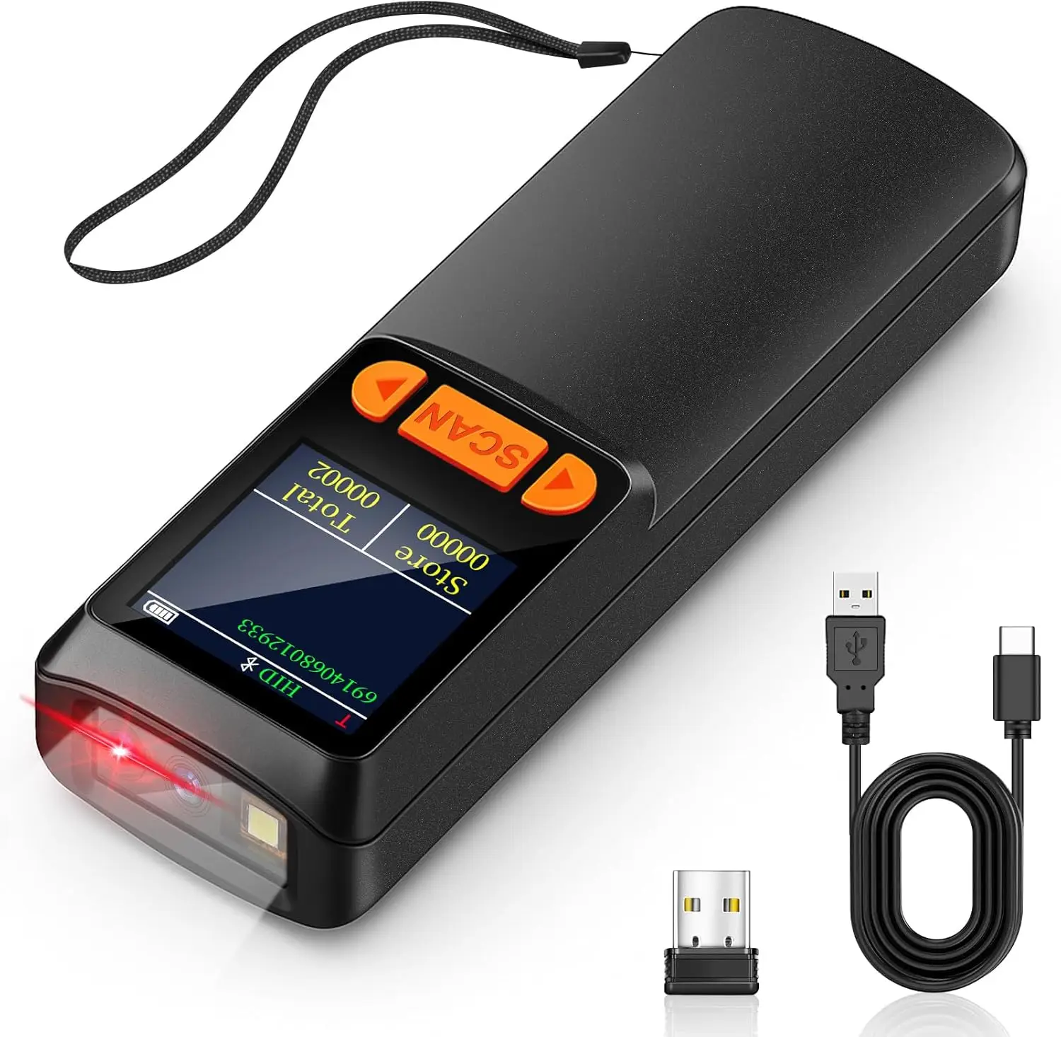 

Миниатюрный Bluetooth-сканер штрих-кодов с ЖК-экраном, беспроводной 2D-ридер QR-кодов для смартфонов и POS-систем