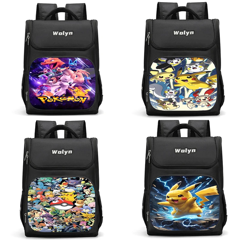 Grande mochila de anime bonito para crianças, bolsa escolar para meninos e meninas, durável e multi compartimentos, viagem, Pikachus