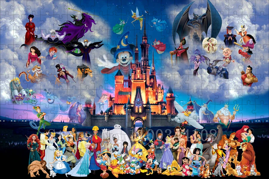 Disneyland Wooden Puzzles for Adults Children Mickey Mouse Disney Princess Disney Cartoon Characters Puzzles Stress Relief Toys