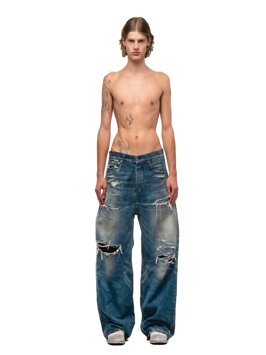 

No Faith Studios 25ss Мешковатые широкие джинсы с завышенной талией Джинсовые современные длинные брюки со средней высокой талией