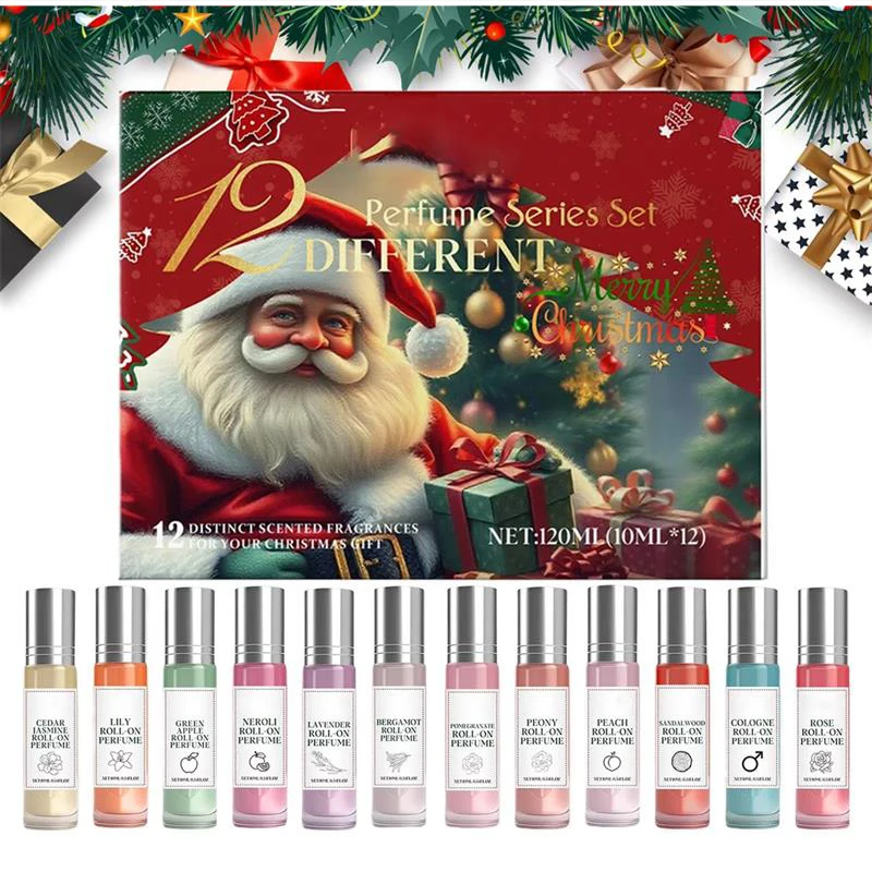 

Подарочный набор парфюмерии с Рождеством, женские роскошные шариковые духи, аромат обратного отсчета, календарь, коробка, натуральный свежий стойкий аромат