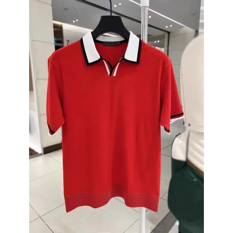 Golf Clothing Men's Ball Clothing Sports Series Fabric Breathable and Skinny 24 Summer Lapel Knitted Short Sleeve T-Shirt