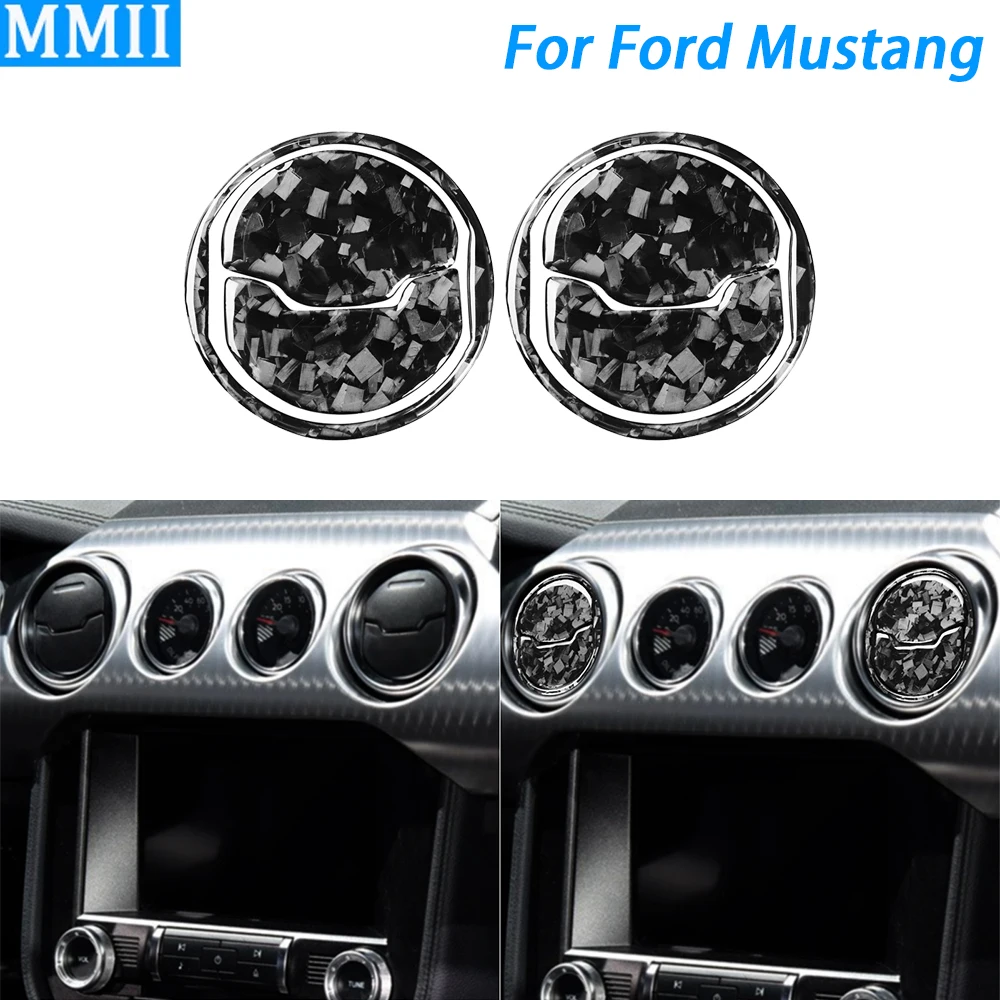 For Ford Mustang 2015-2023 Forged Carbon Fiber Central Air Conditioning Outlet Panel Trim Cover Car Interior Accessories Sticker