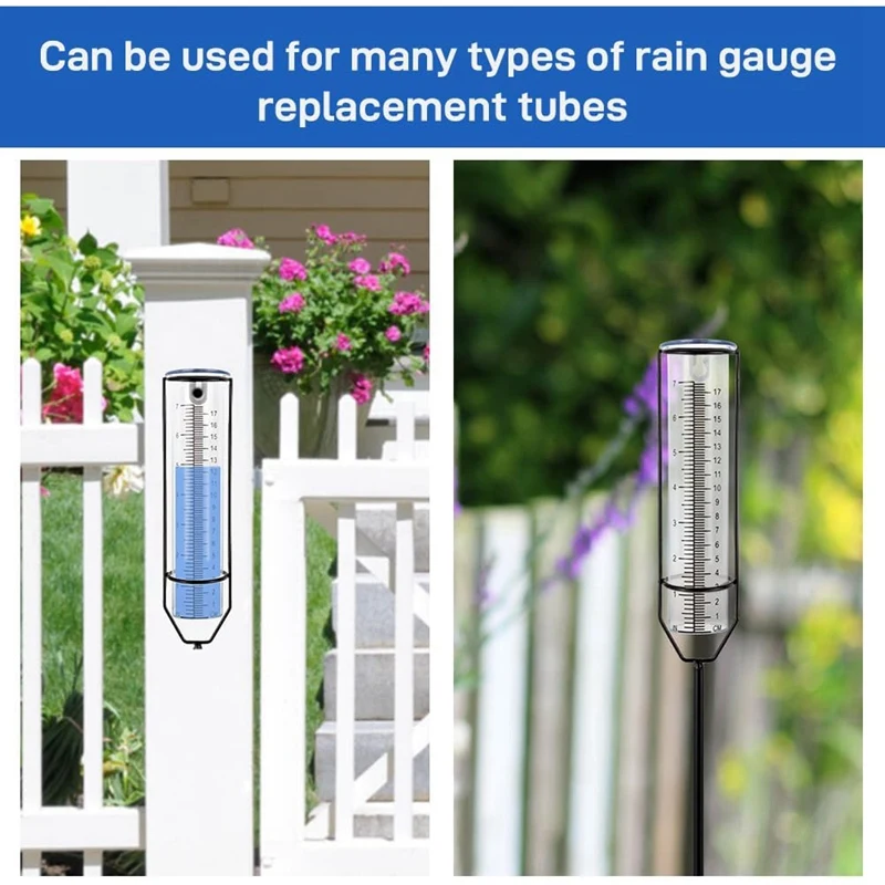 2Pcs Plastic Rain Gauge Replacement Tube With 7 Inch Capacity Rain Water Gauge For Garden Yard Outdoor Durable