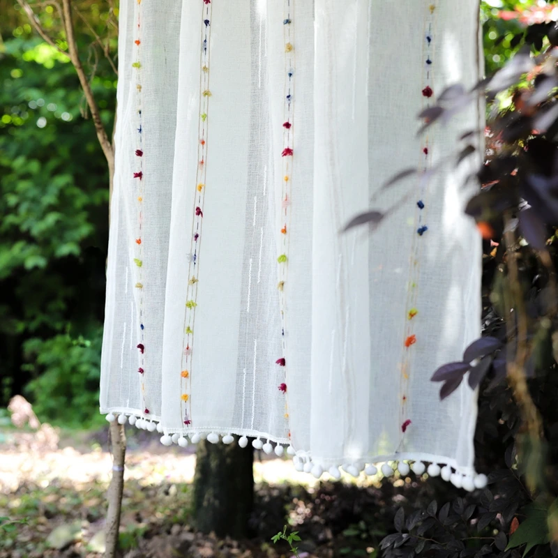 Bohemian Gauze Curtain Living Room Decorative Curtain Door Window Cabinet Curtains Bedroom Floating Tulle Sheer Window Shade