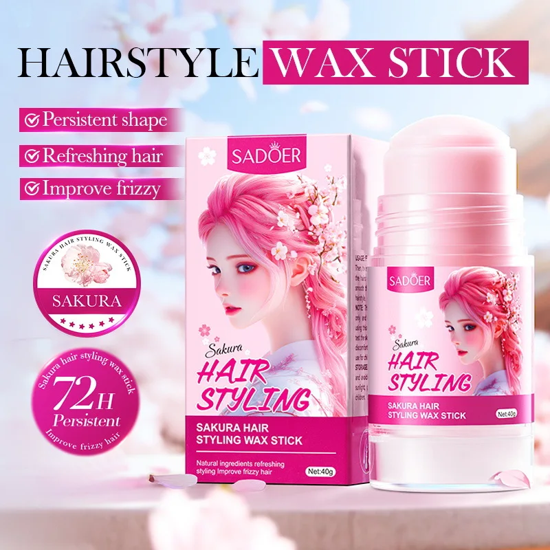 

Hair Wax Stick SADOER Sakura Styling Hair Wax Stick Long-lasting Styling Combing Without Greasy Hair To Prevent Messy