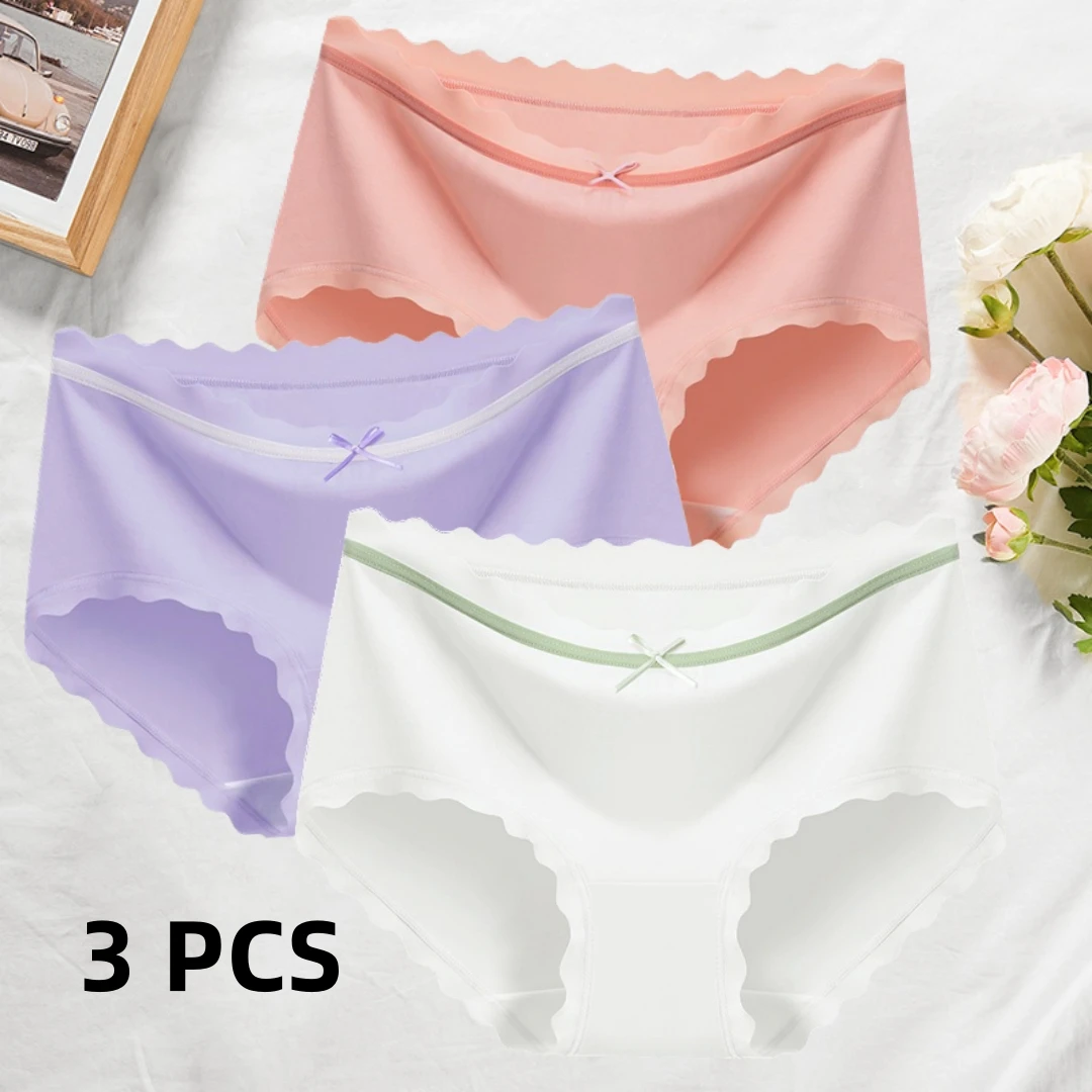 

New 3 PCS cotton skin-friendly comfortable breathable girls solid color briefs cotton crotch high elastic ladies underwear