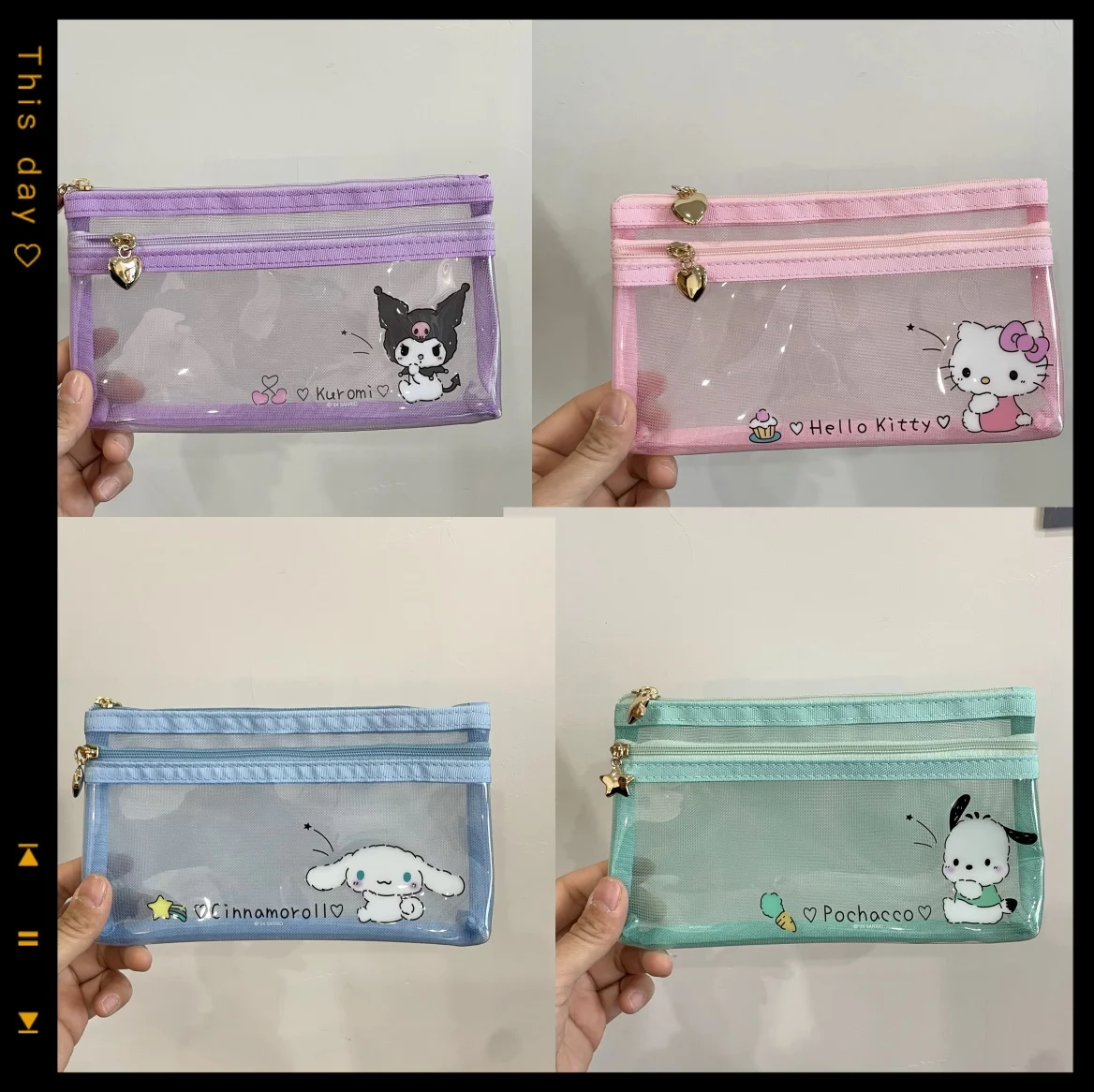 かわいいサンリオのかわいいハローキティアニメ周辺グッズPVCコインパースマイメロディパスポートジッパーハンドIDバッグ口紅収納バッグ