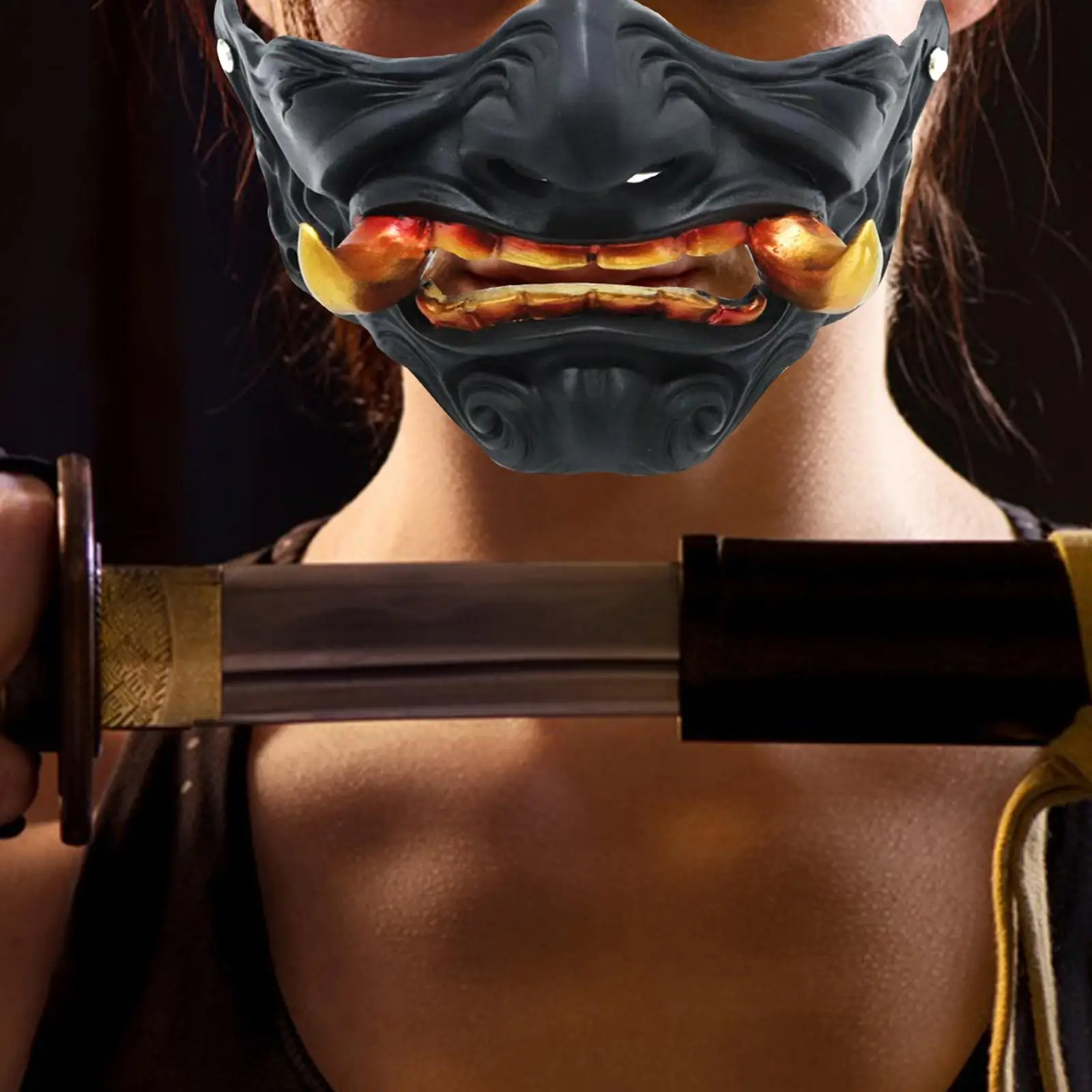 Samurai Mask Scary Mask Decor Roles Play Japanese Halloween Mask