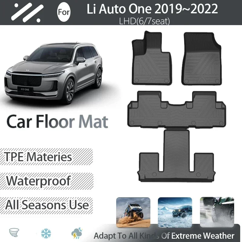 Car TPE Floor Mats For Li Auto Lixiang One Leading Ideal One 2019~2022 6seat 7seat Waterproof Pads Foot Carpets Auto Accessories