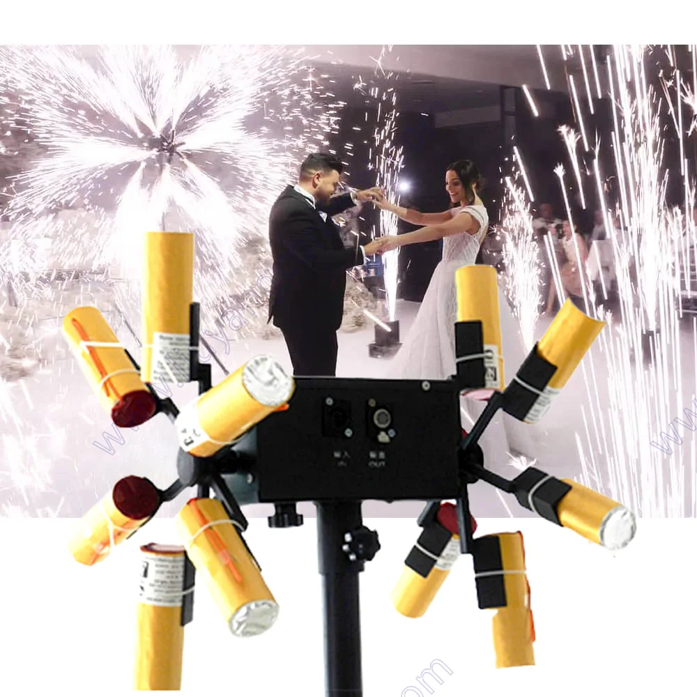 Wireless Remote Double Wheel Fountain Stage Effect Machine Spark Wedding Cold Sparkler Dmx Control Special Equipment Dj Disco FX