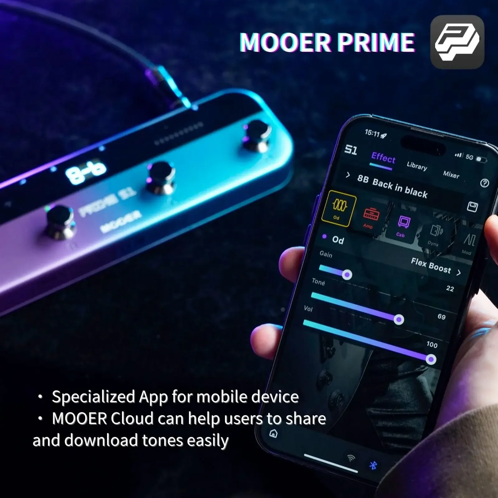 MOOER Guitar Pedal Prime S1 Effectors with 128 Guitar Effects Drum Machine Tuner LOOPER Support Bluetooth Built-in Bat