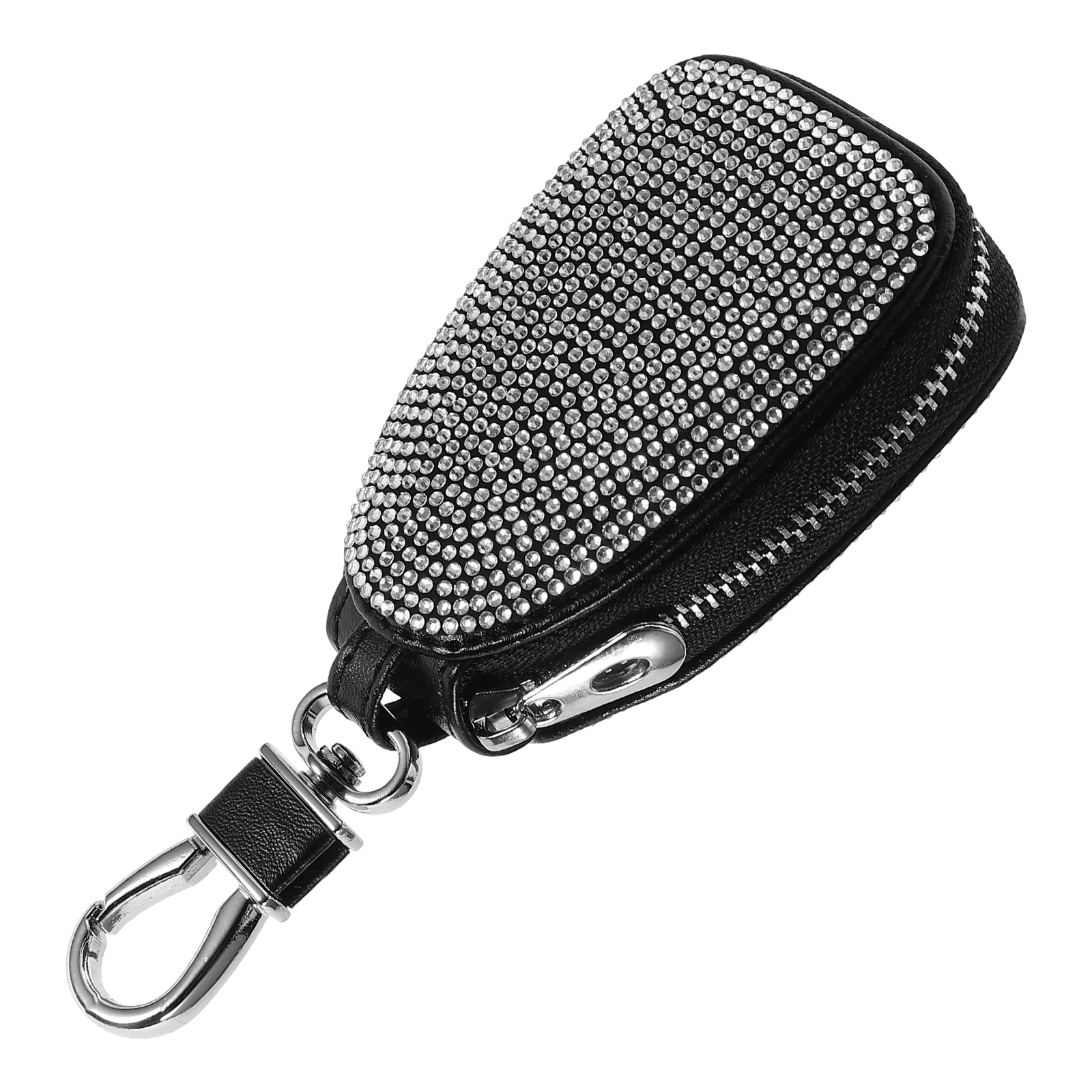 

Car Key Cover Bag Rhinestone Inlay Soft Material Protection Scratches Wear Stylish Design Precise Fit Easy Use Carabiner Clip