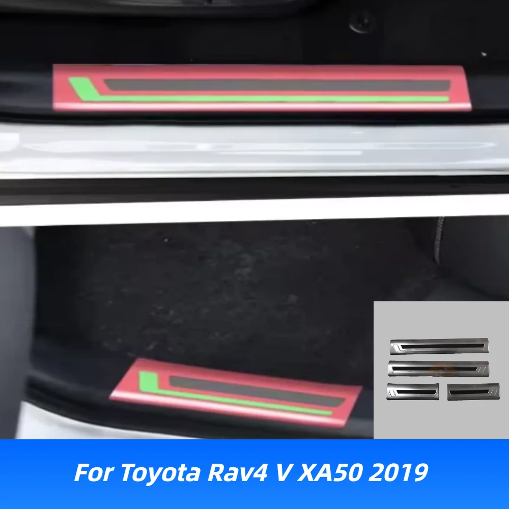 4 Stuks Rvs Auto Instaplijsten Cover Voor 2019-2021 Toyota Rav4 XA50 Instaplijsten ​ Chrome Auto Styling Accessoires Stickers