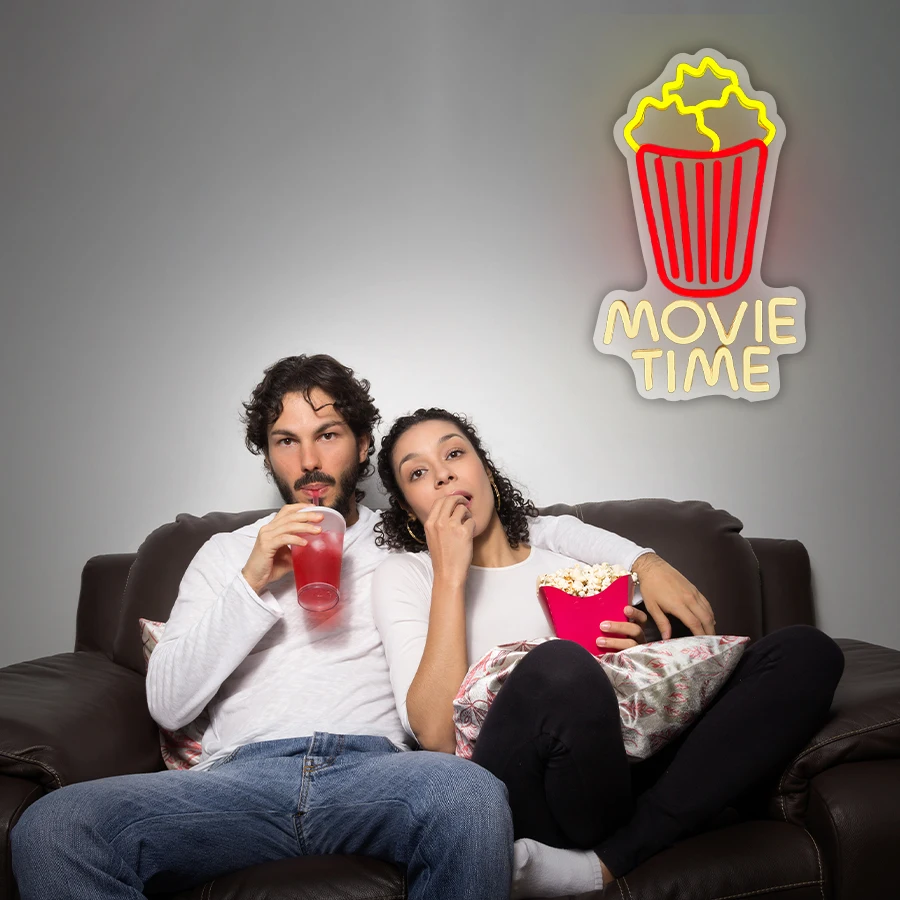 Letreiro Neon Popcorn Movie Ti - Home Cinema Times avaliação e preço