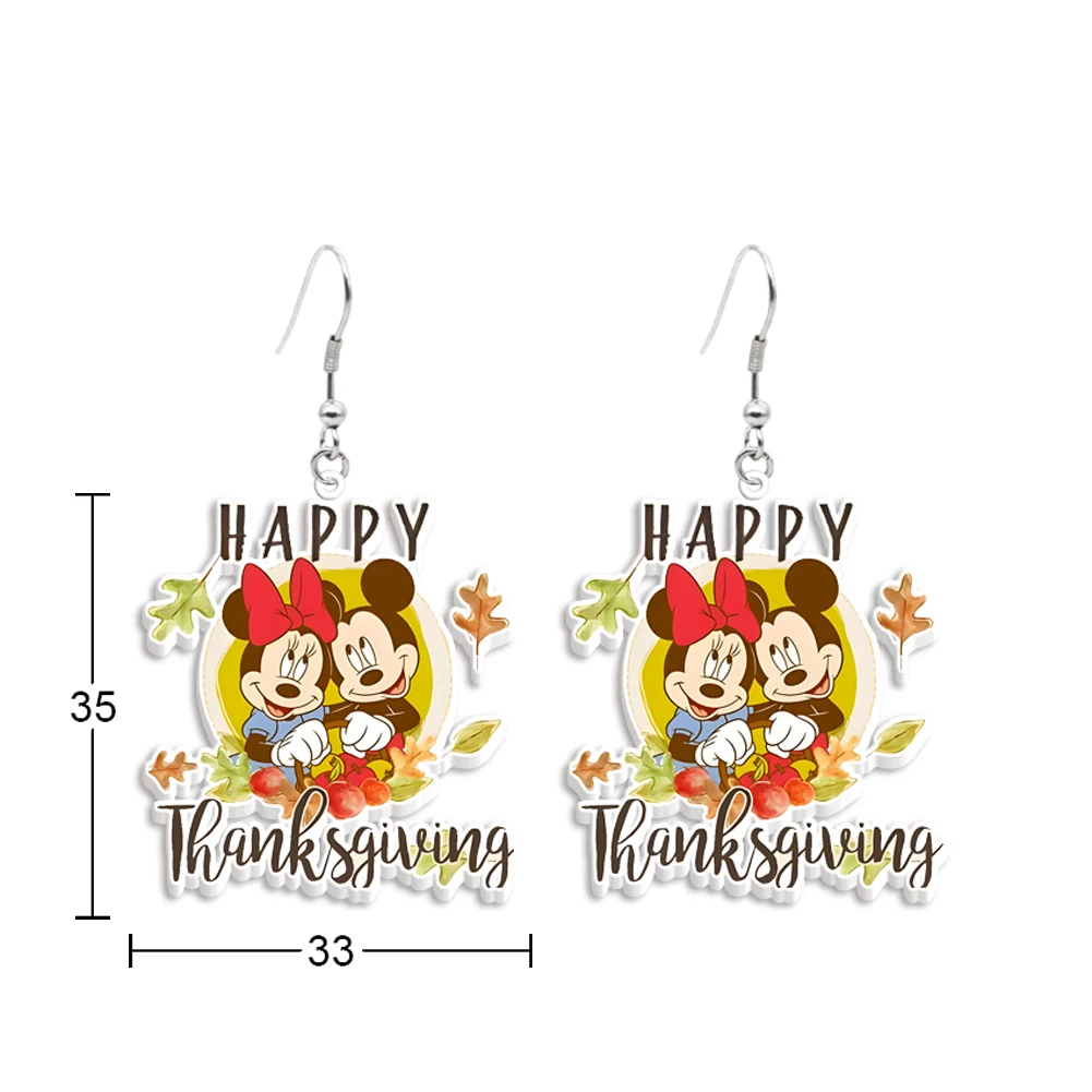 Thanksgiving Day Autumn Disney Mickey Pumpkin Pendant Earring Design Earrings Women Girl Jewelry Accessories Kids Family Gift