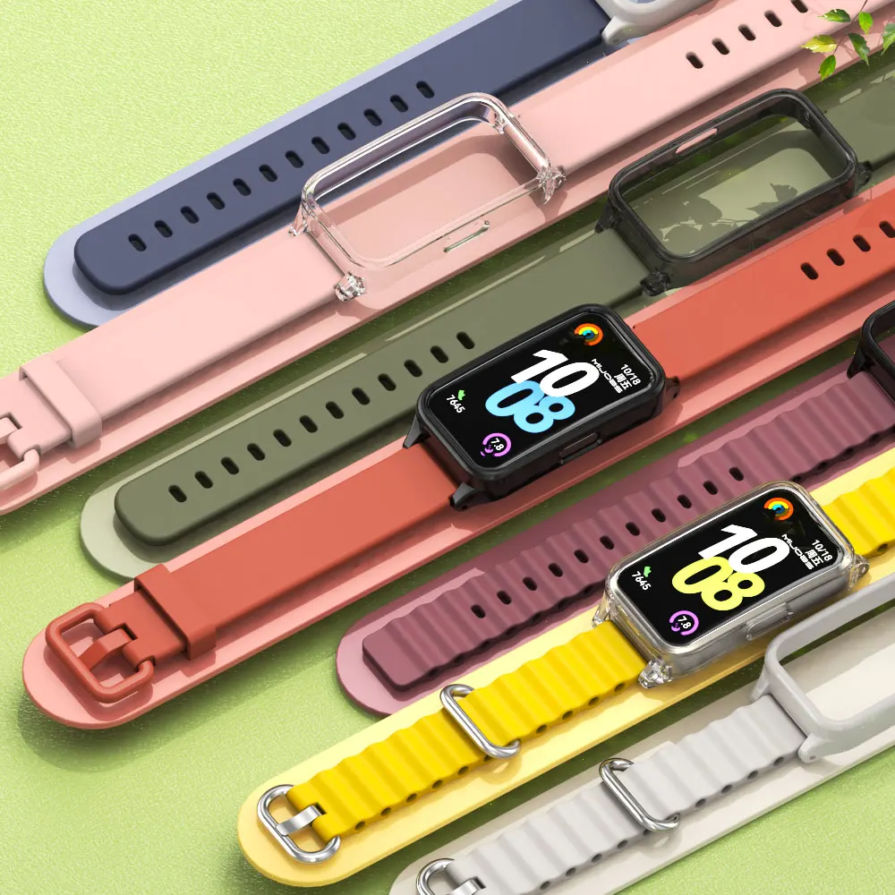 화웨이 밴드 for Huawei 10 9 8 용 시계 스트랩 화웨이 밴드 10 용 스마트 팔찌 교체 벨트 손목 밴드 실리콘 밴드